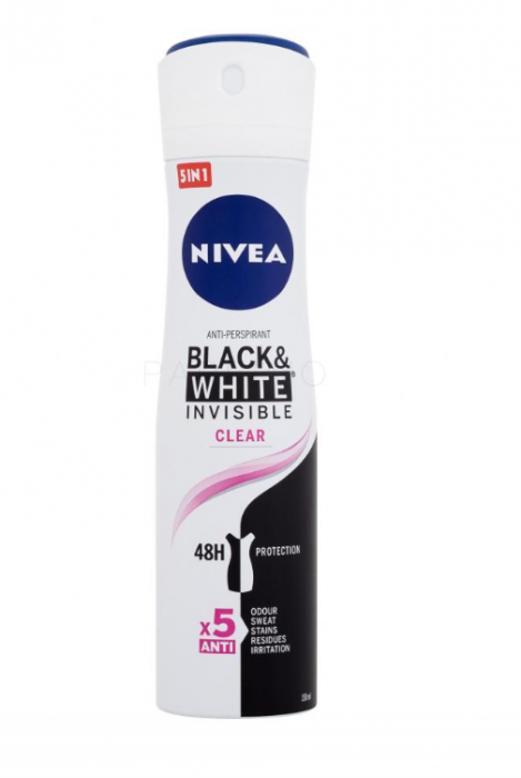 Deodorant Black White Invisible Clear, Nivea, 150 ml