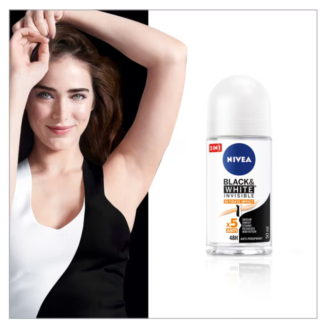Deodorant roll-on Nivea Black & White Invisible Ultimate Impact, feminin, 50 ml [2]