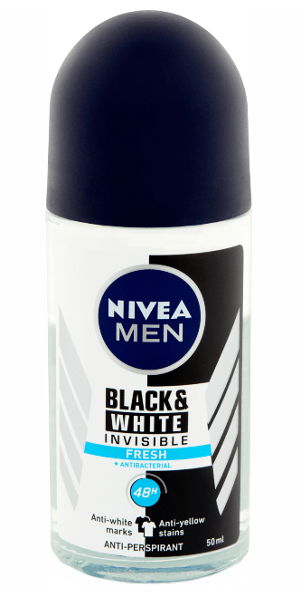 Deodorant roll-on Nivea Men Invisible for BlackWhite Fresh, 50 ml