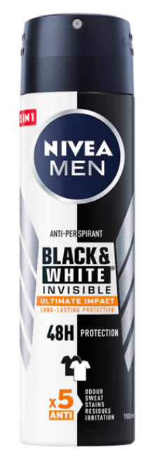 Deodorant spray Nivea Men Black  White Invisible Ultimate Impact, masculin, 150 ml