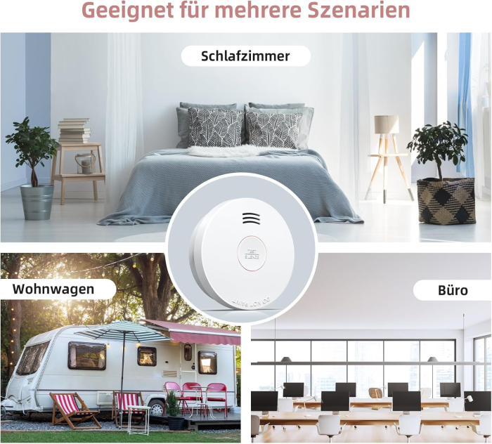 Detector de Fum cu Senzor Fotoelectric și Baterie Litiu 10 Ani – Certificat EN 14604, Alarmă 85 dB, Test/Stingere, Securitate Locuință [2]