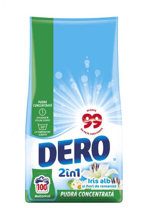 Detergent pudra DERO 7.5 kg, automat, Iris alb, 100 spalari [3]