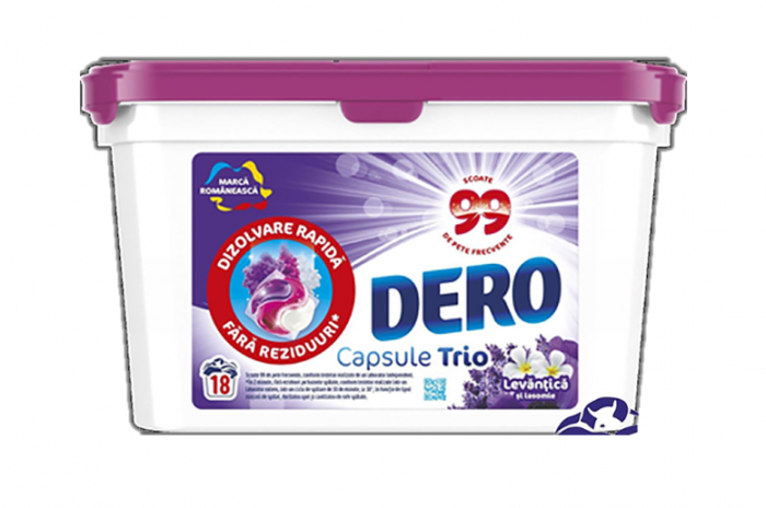 Detergent de rufe capsule Dero 2in1 Levantica si Iasomie, 18 spalari [2]