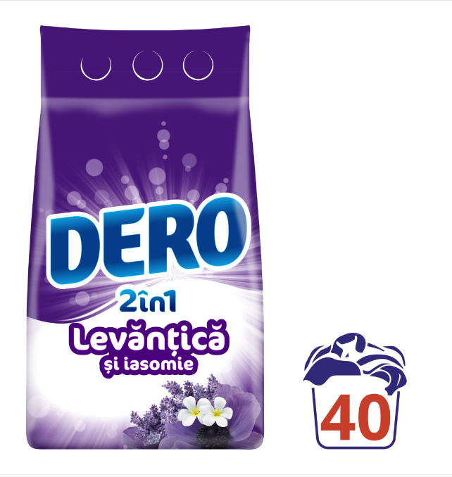 Detergent de rufe pudra Dero 2in1 Levantica si iasomie, 3kg, 40 spalari [2]