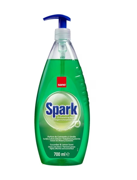 Detergent vase cu pompita Sano Spark Castravete,700 ml