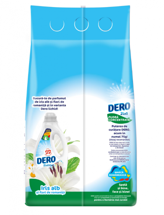 Detergent de rufe pudra Dero 2in1 Iris Alb, 3kg, 40 spalari [3]