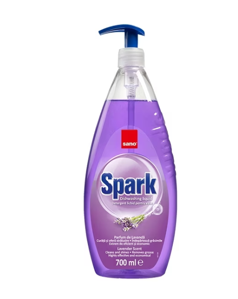 Detergent vase cu pompita Sano Spark Lavanda, 700 ml