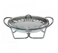 Chafing dish / Vas termorezistent cu incalzitor, 1.6 litri, capac si suport otel inoxidabil [3]