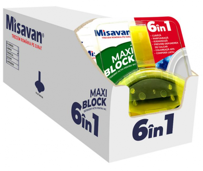 Display Odorizant toaleta Misavan Maxi Block Lemon 10 buc display,90040696