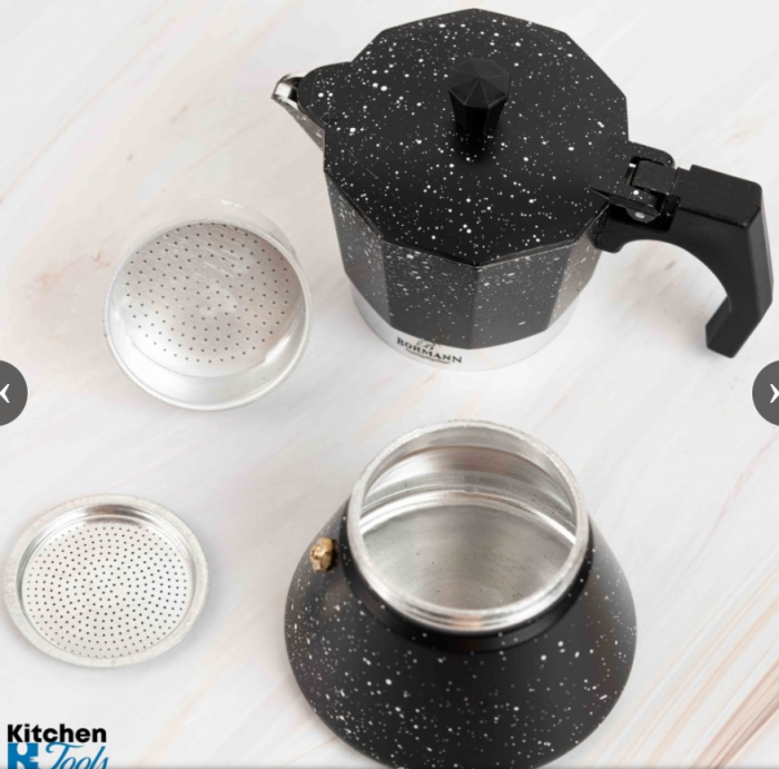 Espressor din aluminiu pentru aragaz Bohmann, 3 Cesti, Aluminiu, maner bachelita, inductie, Negru [5]
