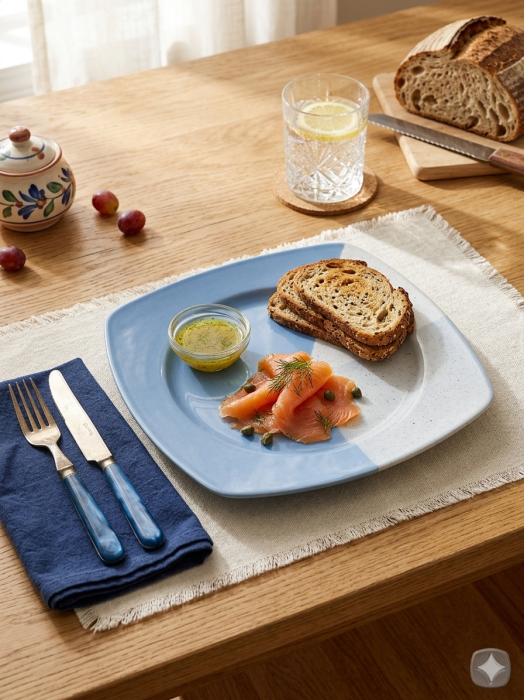 Farfurie intinsa din ceramica, 25 cm albatru/alb, pentru servire masa [3]