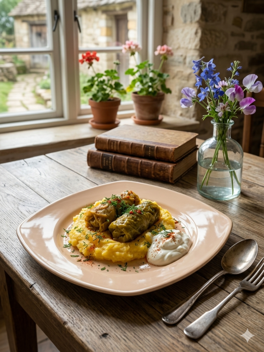 Farfurie intinsa din ceramica, 25 cm, bej, pentru servire masa [2]