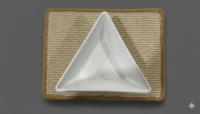 Bol triunghiular din portelan alb, 26cm, design modern, pentru servire aperitive & salate [3]