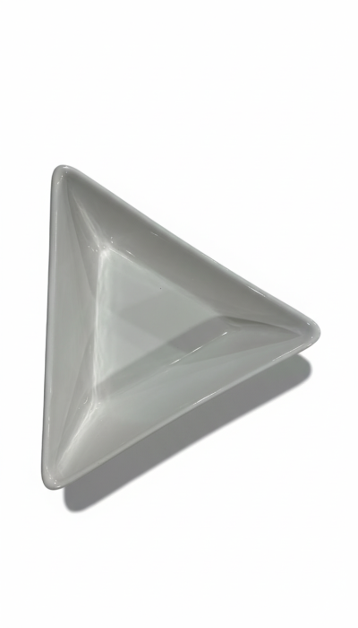 Bol triunghiular din portelan alb, 26cm, design modern, pentru servire aperitive & salate [2]