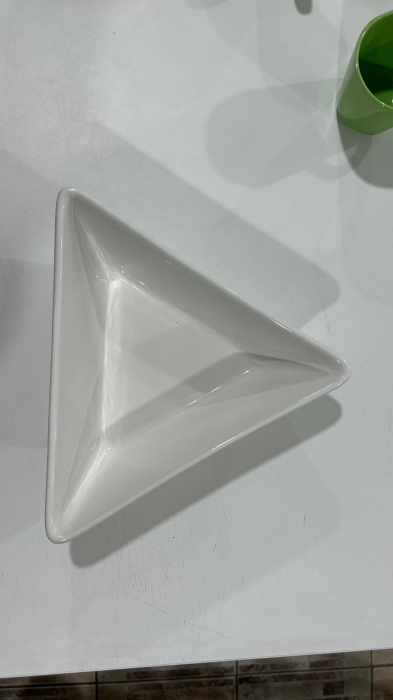 Bol triunghiular din portelan alb, 26cm, design modern, pentru servire aperitive & salate [8]