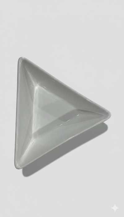 Bol triunghiular din portelan alb, 26cm, design modern, pentru servire aperitive & salate [5]