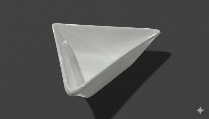 Bol triunghiular din portelan alb, 26cm, design modern, pentru servire aperitive & salate [4]