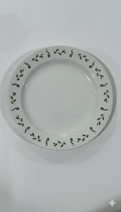 Farfurie intinsa din portelan, Ø 24 cm, decor verde clasic, alb [2]