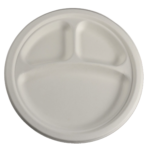 Farfurii plate unica folosinta biodegradabile cf standard EN13432, 22.5 cm, 3 compartimente, 50 buc [2]