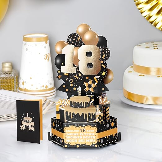 Felicitare 3D pentru 18 Ani, Felicitare Aniversară pentru Majorat cu Plic Negru, Cadou pentru Băiat, Iubit sau Prieten [5]