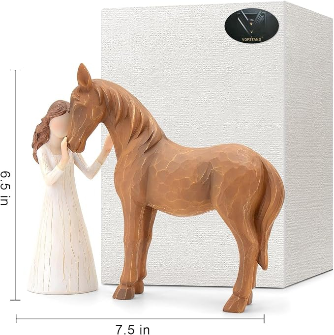 Figurina decorativa Inger Pazitor cu Cai, pictata manual, statueta ornamentala pentru casa, cadou pentru femei si fete, decoratiune Craciun, aniversare [6]