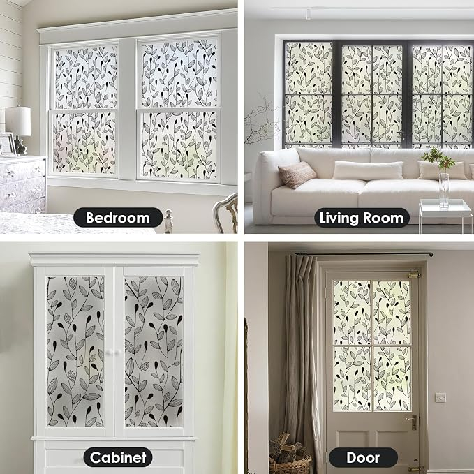 Folie Decorativă pentru Geam Black Vines, Vitraliu, Intimitate Zi și Noapte, Protecție Solară și Control Căldură, 44,5 x 200 cm [2]