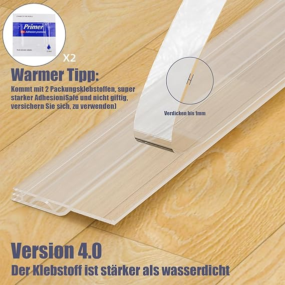 Excluder transparent pentru usi, banda autoadeziva silicon, izolatie fonica si termica, protectie impotriva curentului si frigului [2]