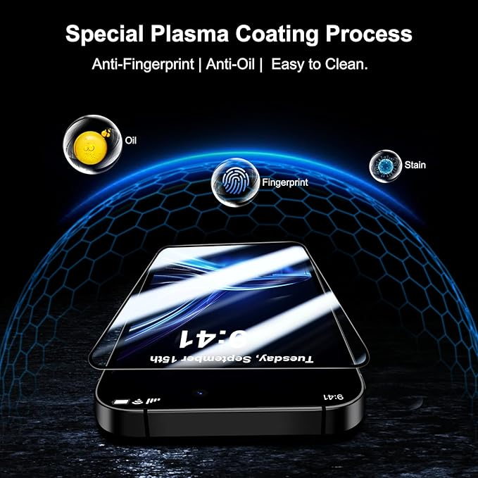 set 3 folii sticla securizata iPhone 16 + 3 protectii camera, 9H+ tempered glass, rezistent la socuri, full edge coverage, cu kit instalare [6]