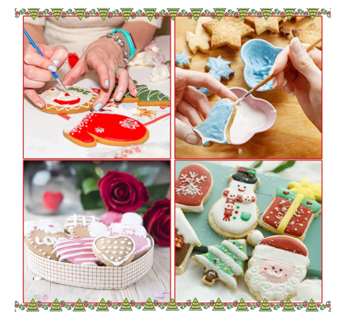 Set 6 forme din inox alimentar (brad, fulg, ciorap, clopoțel, casei de turtă, lună), decupatoare [7]