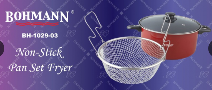 Oala tip friteuza Bohmann 2 in 1 cu capac, 24 cm si 2.5L, rosie [4]