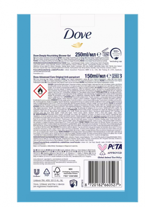 Set cadou DOVE: Gel de dus Deeply Nourishing, 250ml + Deodorant spray Original, 150ml [4]