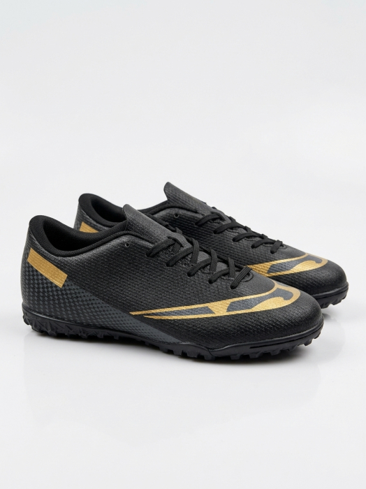 Ghete de Fotbal pentru baieti, pentru Antrenament si Teren Exterior, Negru cu Auriu, Marimea 37 EU [2]