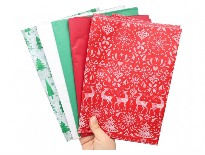 Hârtie de împachetat Crăciun BAISDY – 100 coli, 35 × 50 cm, 5 modele festive [4]