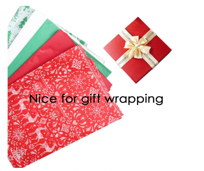 Hârtie de împachetat Crăciun BAISDY – 100 coli, 35 × 50 cm, 5 modele festive [6]