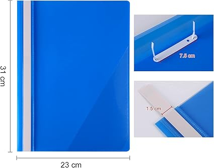 Set 24 dosare proiect A4 Hotyin, din plastic, coperta transparenta, buzunar triunghiular, 2 prinderi metalice, 3 culori [6]
