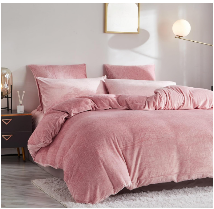 Set husa pilota pentru iarna plush/microfibră 155x200 cm – extra moale, călduroasă, cu fețe de pernă 80×80 cm , roz [4]