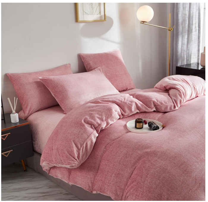 Set husa pilota pentru iarna plush/microfibră 155x200 cm – extra moale, călduroasă, cu fețe de pernă 80×80 cm , roz [11]