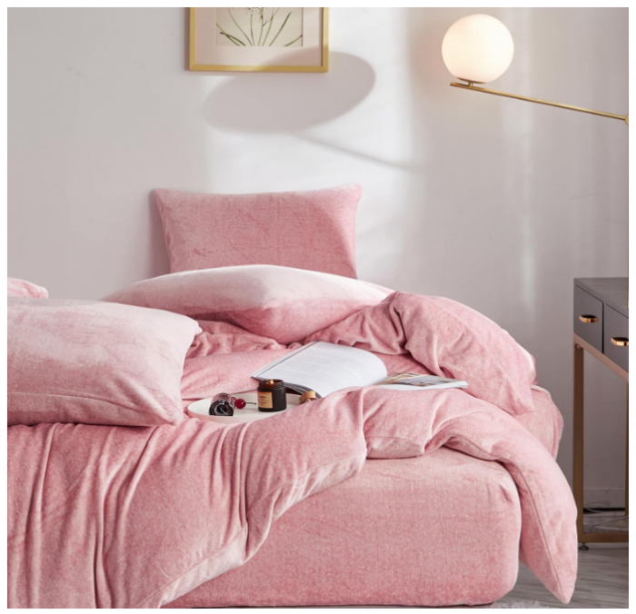 Set husa pilota pentru iarna plush/microfibră 155x200 cm – extra moale, călduroasă, cu fețe de pernă 80×80 cm , roz [14]