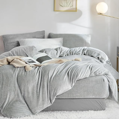Set husa pilota pentru iarna plush/microfibră 155x200 cm – extra moale, călduroasă, cu fețe de pernă 80×80 cm , gri [2]