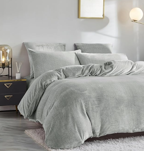 Set husa pilota pentru iarna plush/microfibră 155x200 cm – extra moale, călduroasă, cu fețe de pernă 80×80 cm , gri [3]