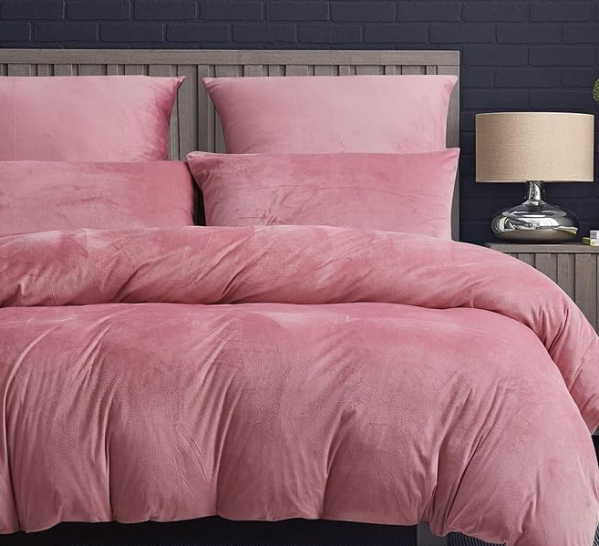 Set husa pilota pentru iarna plush/microfibră 200x200 cm – extra moale, călduroasă, cu fețe de pernă 80×80 cm , roz [3]