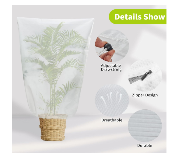 Husă de protecție de iarnă pentru plante – 120 × 180 cm - cu cordon și fermoar – rezistenta la ger [2]