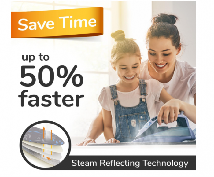 Husa pentru masa de calcat turbo super moale 5 straturi 140x40, gri, captuseala din bumbac KOTEX, 5 dimensiuni, intinzator EasyFit, zona XXL 130-140x38-45cm [2]