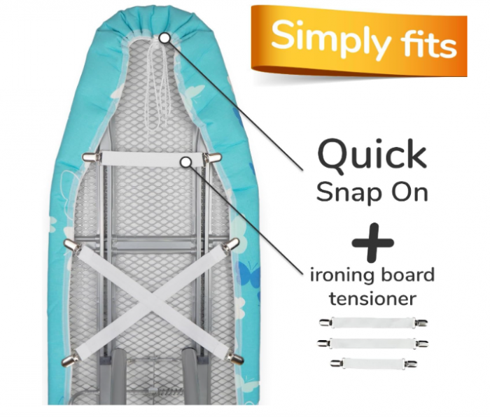 Husa pentru masa de calcat turbo super moale 5 straturi 140x40, albastra, captuseala din bumbac KOTEX, 5 dimensiuni, intinzator EasyFit, zona XXL 130-140x38-45cm [2]