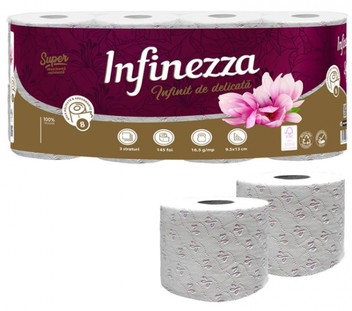 Hartie igienica Infinezza, Magnolie, 3 straturi, 8 role, 90041327 [2]
