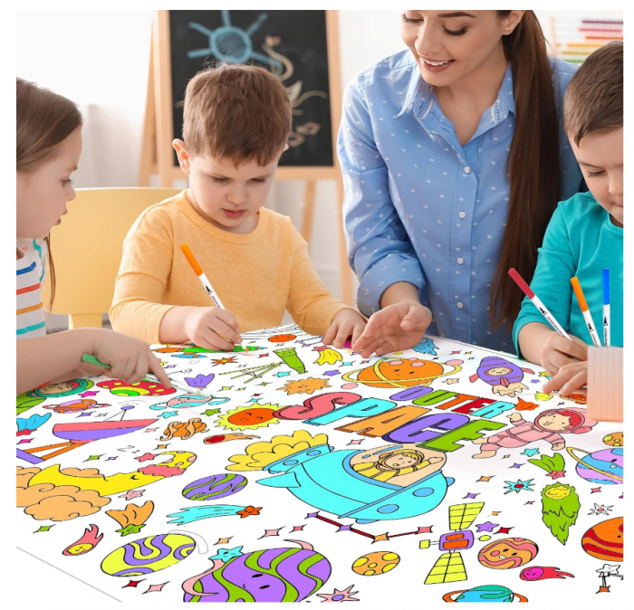 Poster Gigant de Colorat pentru Copii – Tematică Spațială, 80x183 cm, Activitate Creativă pentru Petreceri și Școală [5]