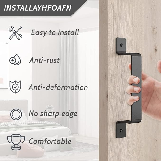 Maner usa glisanta SANKEYTEW, solid din otel, pentru barn door / usi glisante, negru [5]