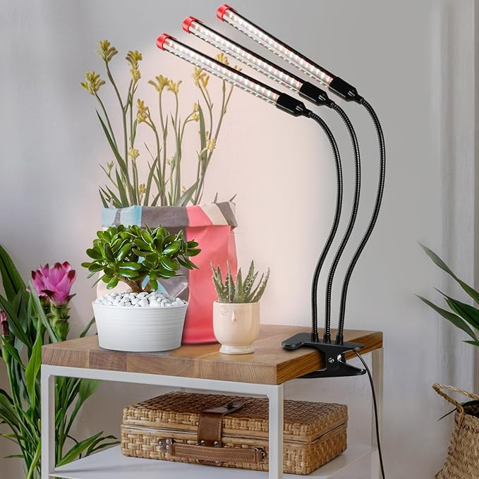 Lampa cu 3 capete si clip, 27W, Lumina LED Full Spectrum pentru plante de interior, bonsai si rasaduri, cu timer, suficient de puternica ca soarele, Home Plug [7]