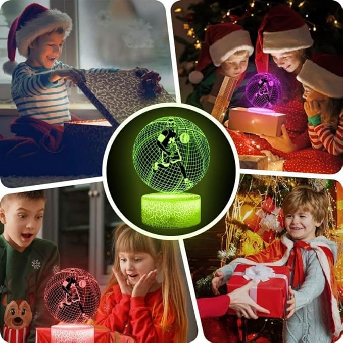 Lampă LED 3D „Iluzie Optică” Baschet, schimbare 7–16 culori, comandă tactilă + telecomandă, USB/baterii – decor Crăciun & cadou copii [5]