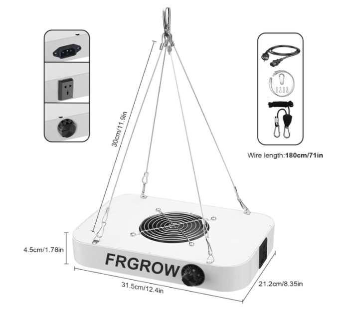 Lampa LED horticola 65W, dimabila, full spectrum, 576 LED-uri cu UV & IR, pentru cort 60x60 cm, indoor grow, cu functia Daisy Chain [7]